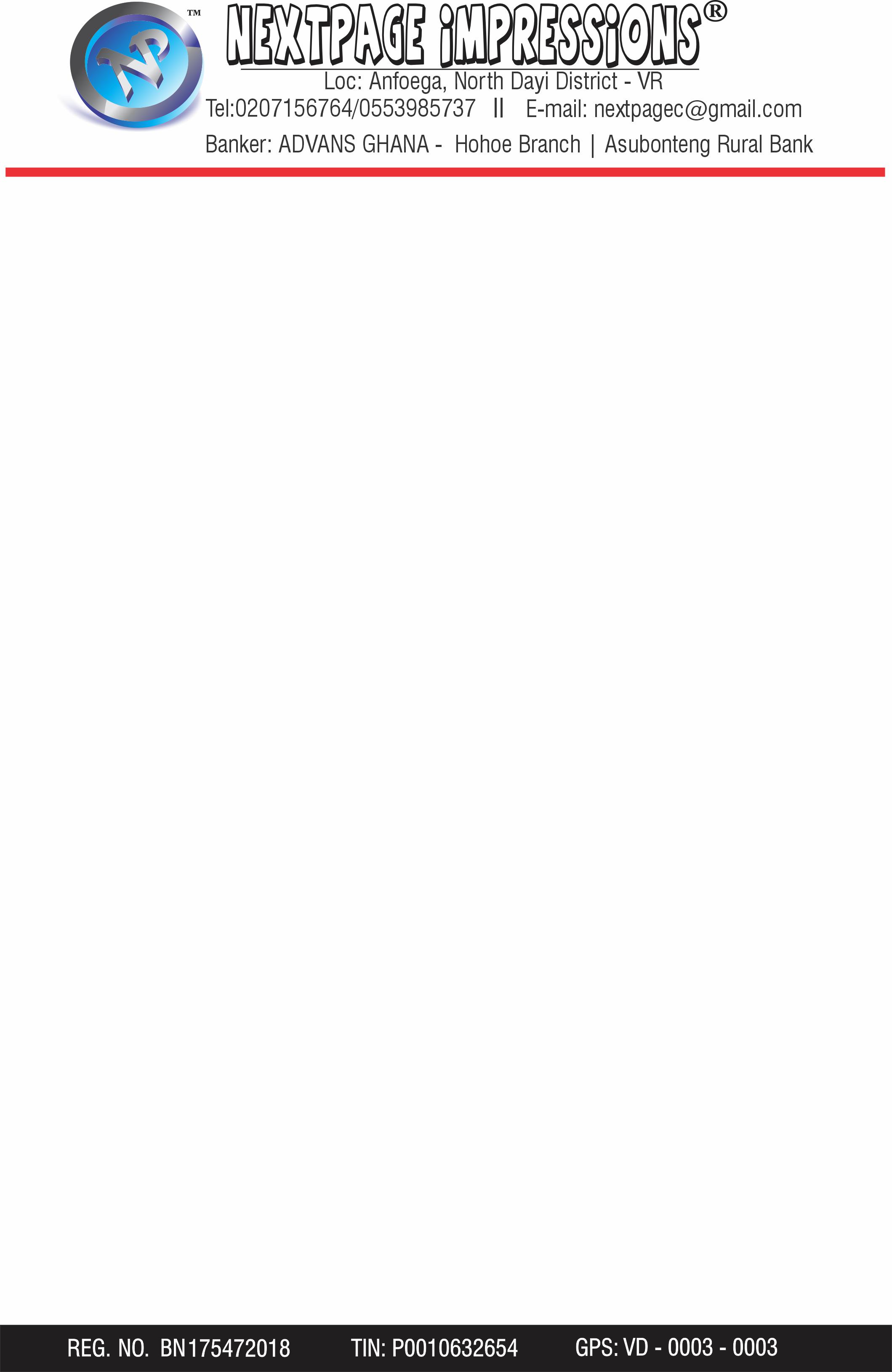 NextPage Impressions letterhead